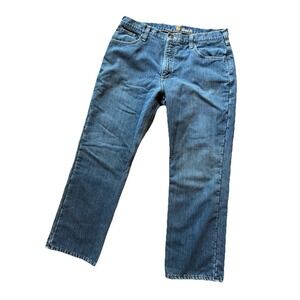 Carhartt Jeans Mens 38x30 Blue Wash Relaxed Fit Denim Fleece Blanket Lined #05